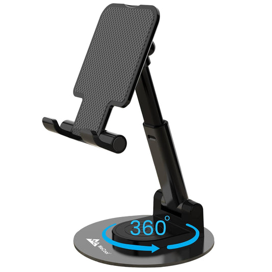 ThinkEasy Mobile Stand for Desk with 360°Rotation & Stable Metalic Round Base,Tabletop Phone Stand with Height & View Angle Adjustment,Portable Phone Holder for Smartphones,Tablets,Kindles & for iPad