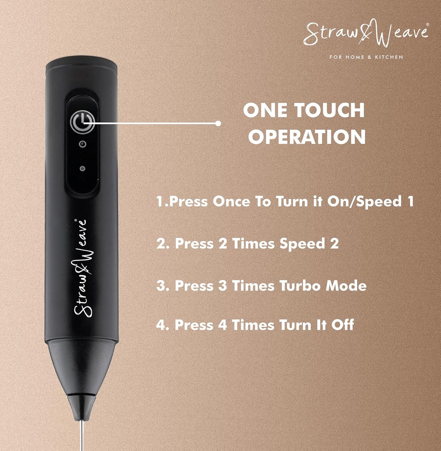 Coffee Frother Electric with Double Whisk | C Type Rechargeable Coffee Maker Machine for Home | 1 Year Warranty | Free Coffee Blender Recipe Book | Big Battery 1 Charge = 15 Days Use