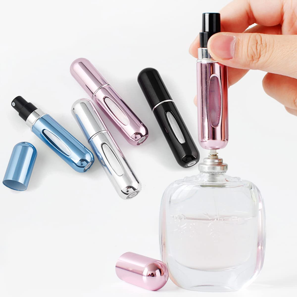 FRONTED 4 PCS Refillable Perfume Atomizer Bottle, Portable Travel Mini Spray Bottles, Cologne Dispenser Perfume Bottles, Portable Empty Spray Bottle for Travel Multicolor