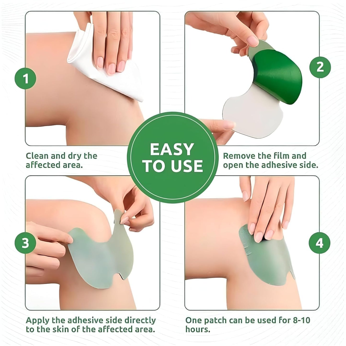 ThinkEasy Knee Pain Relief Patches for Instant Relief | Natural Herbal Patches Sticker (Pack of 10) | Relief of Joint Pains Patch for Muscle Stiffness, Knee, Back, Neck, Shoulder Pain (10)