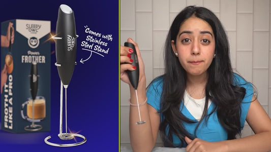 Coffee Frother Electric with Double Whisk | C Type Rechargeable Coffee Maker Machine for Home | 1 Year Warranty | Free Coffee Blender Recipe Book | Big Battery 1 Charge = 15 Days Use